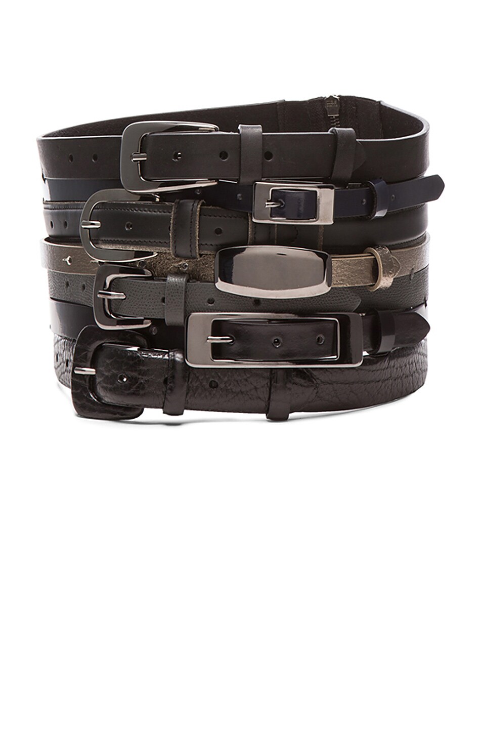 Image 1 of Maison Margiela Stacked Multi Leather Belt in Black