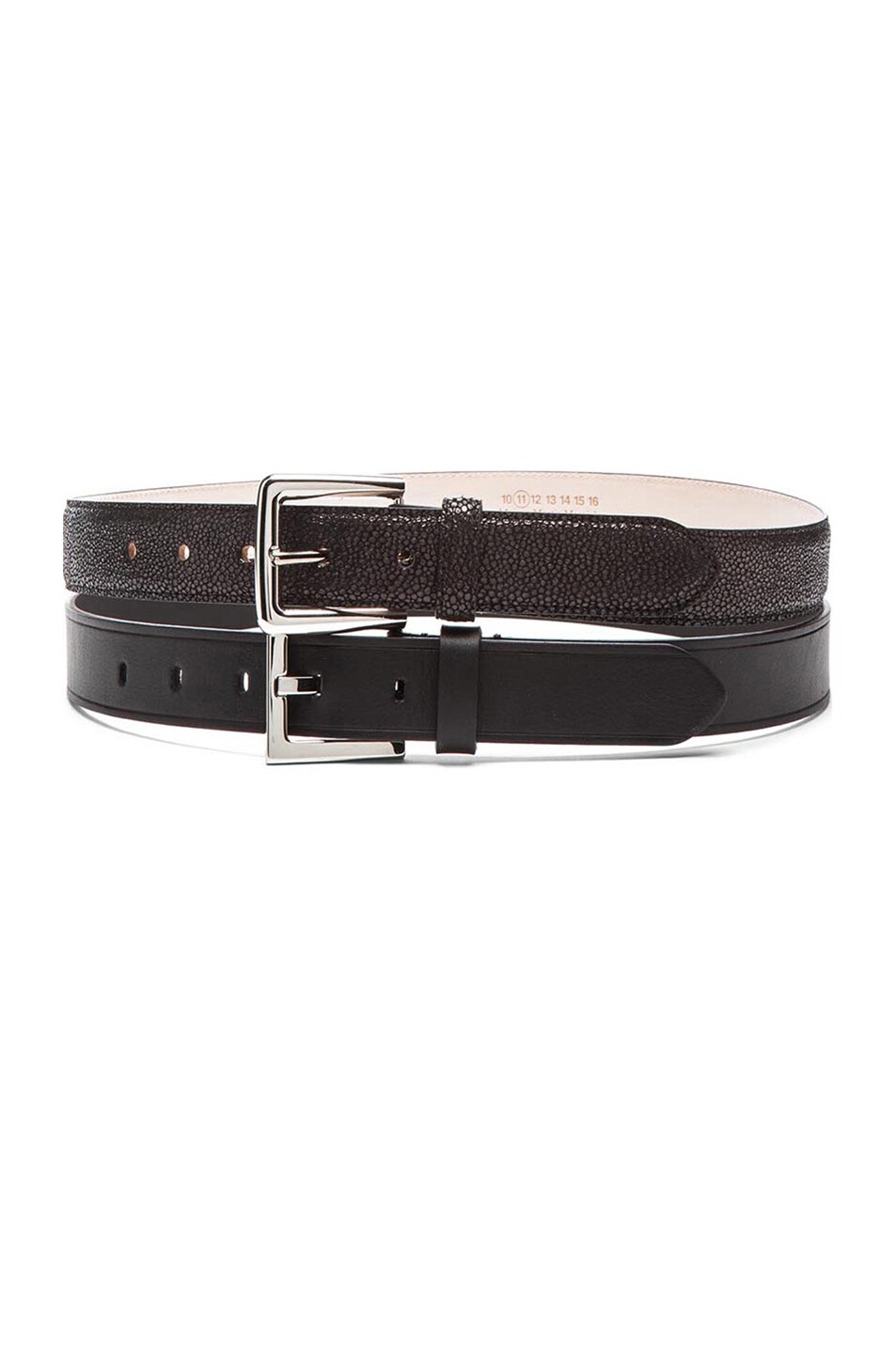 Image 1 of Maison Margiela Double Leather & Stingray Embossed Belt in Black