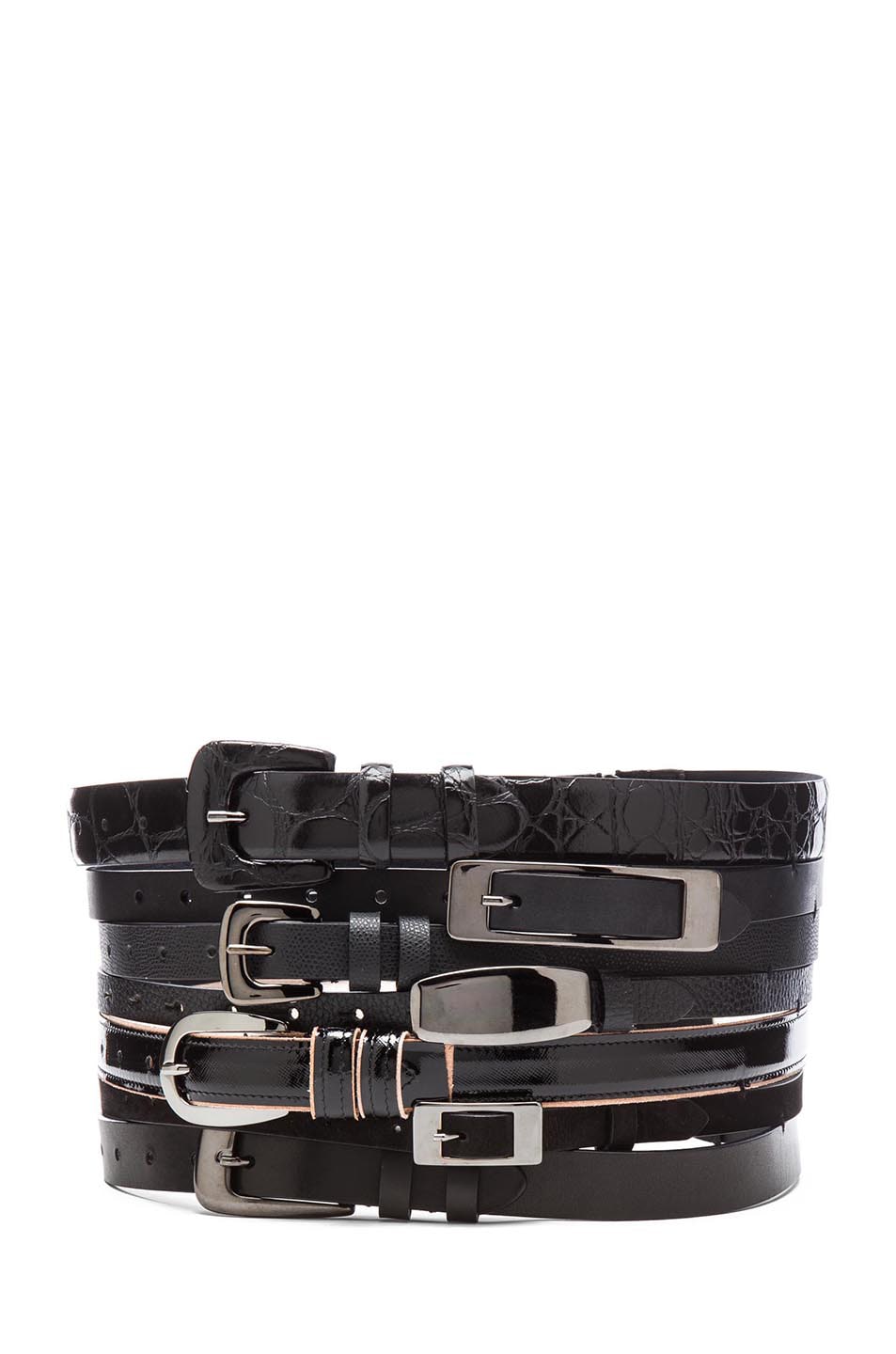 Image 1 of Maison Margiela Multi Leather Belt in Black