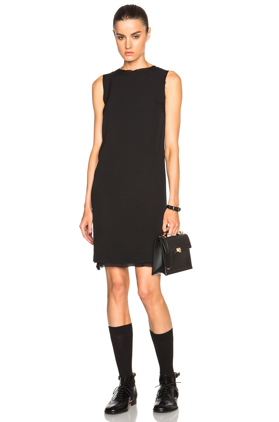 Image 1 of Maison Margiela Heavy Enver Satin Mini Dress in Black