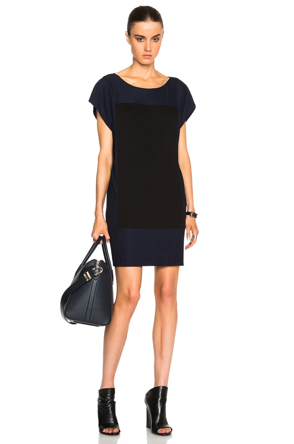 Image 1 of Maison Margiela Viscose Crepe Jersey Square Dress in Black & Blue