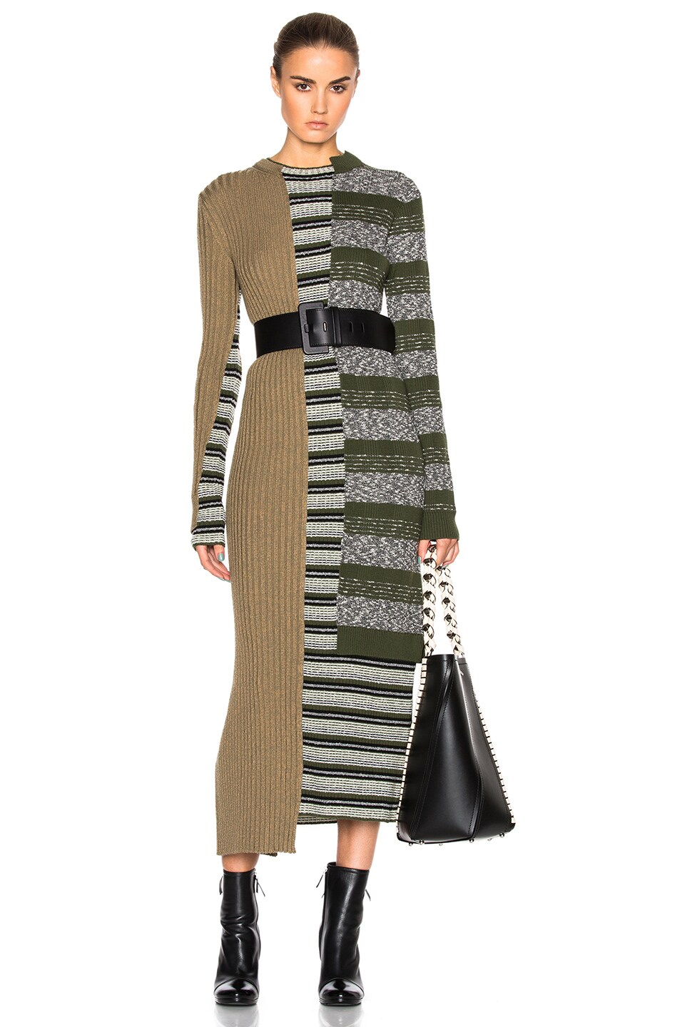 Image 1 of Maison Margiela Mixed Knit Dress in Mixed Forest Green