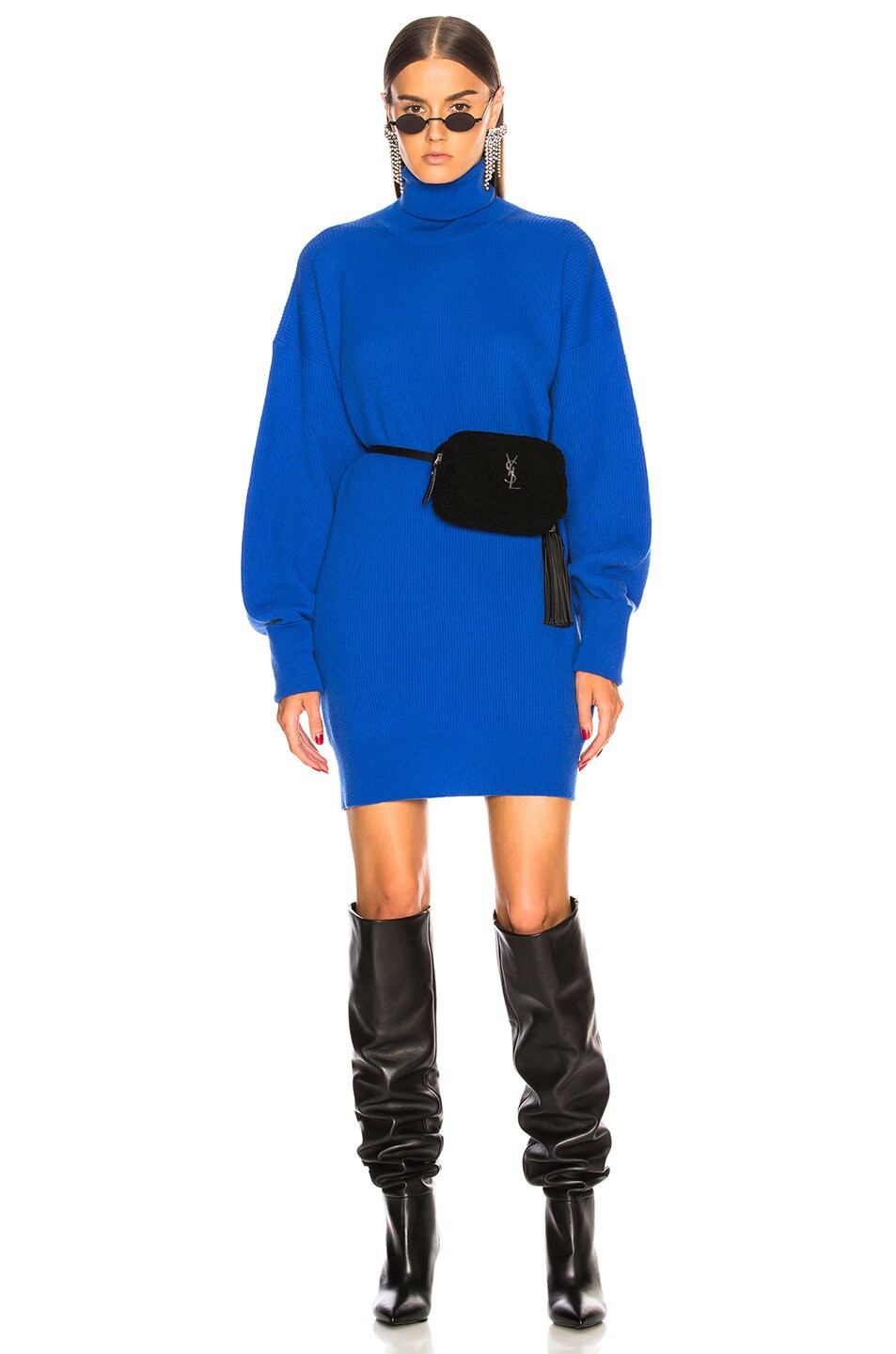Image 1 of Maison Margiela Elbow Patch Sweater Dress in Bluette