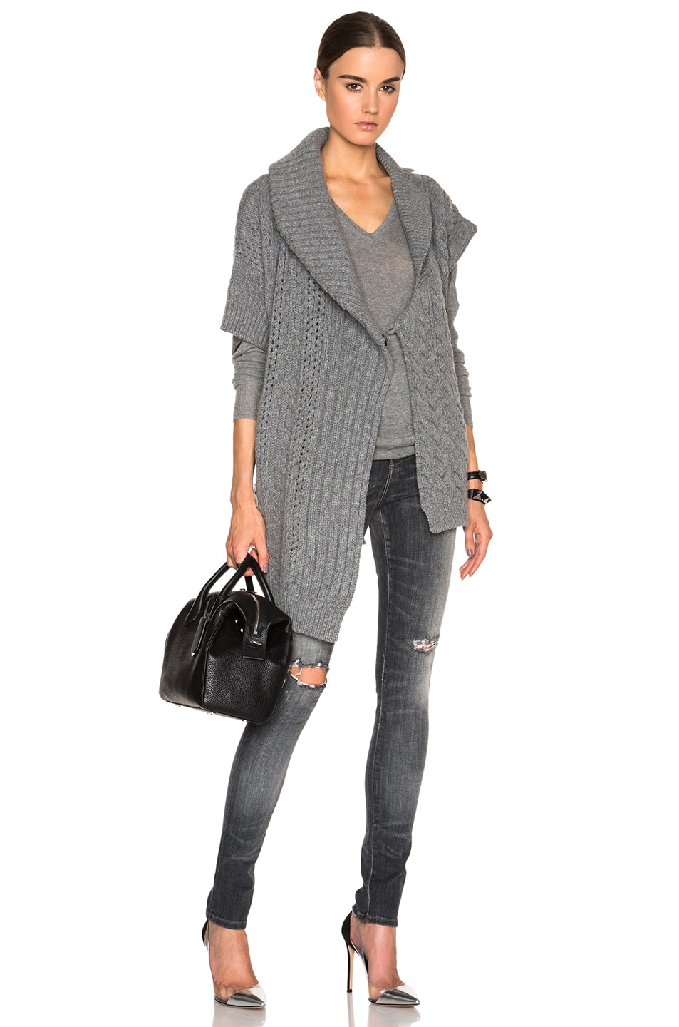 Image 1 of Maison Margiela Chunky Knit Wrap Sweater Vest in Grey