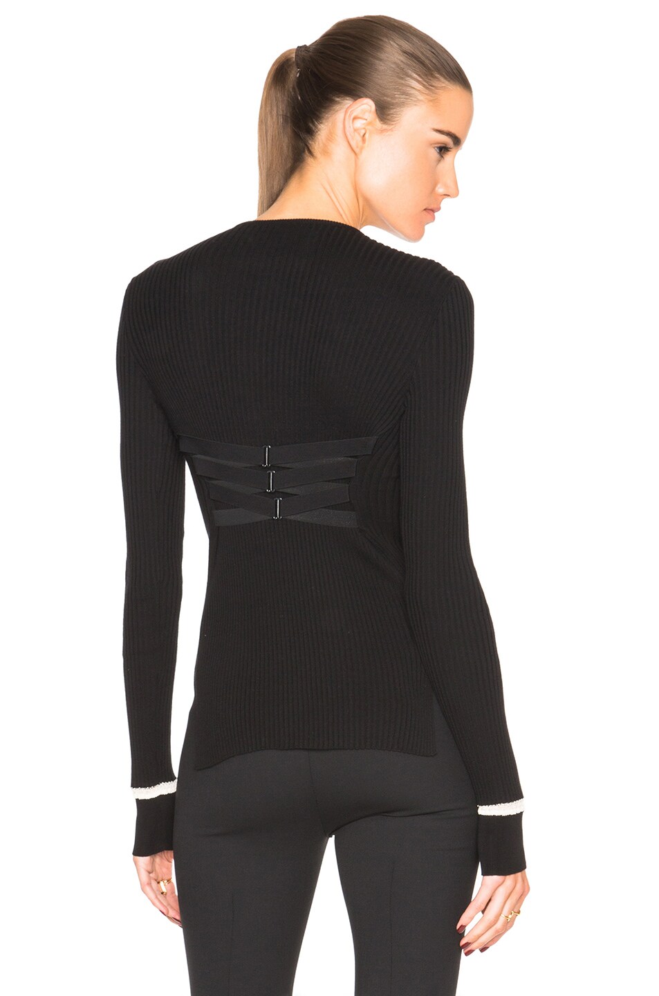 Image 1 of Maison Margiela Lace Up Back Sweater in Black