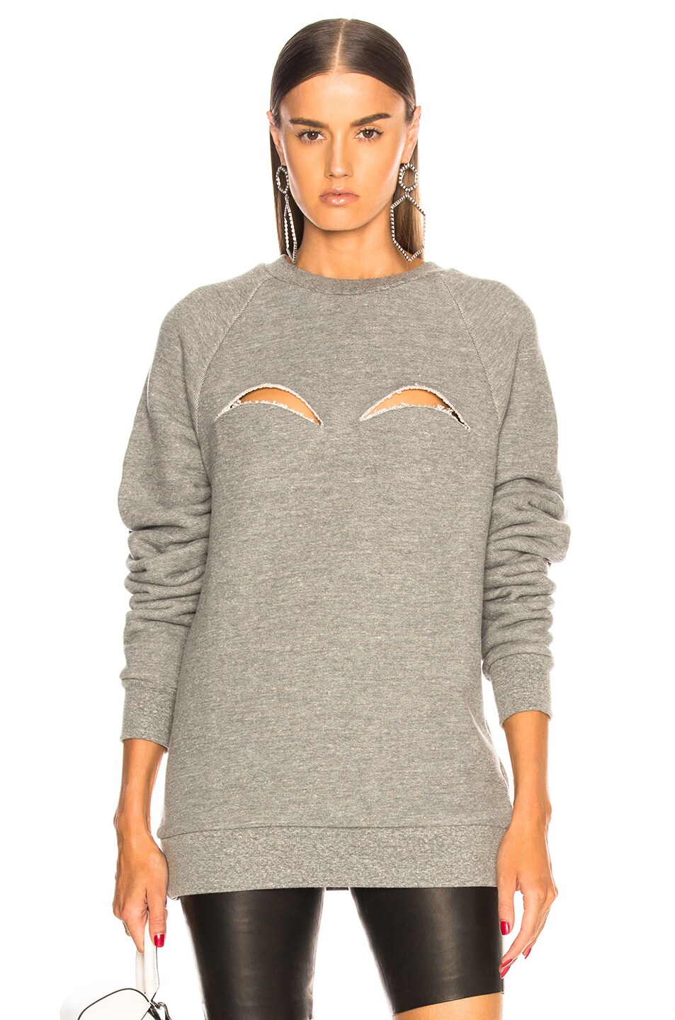 Image 1 of Maison Margiela Melange Fleece Cutout Sweatshirt in Melange Grey
