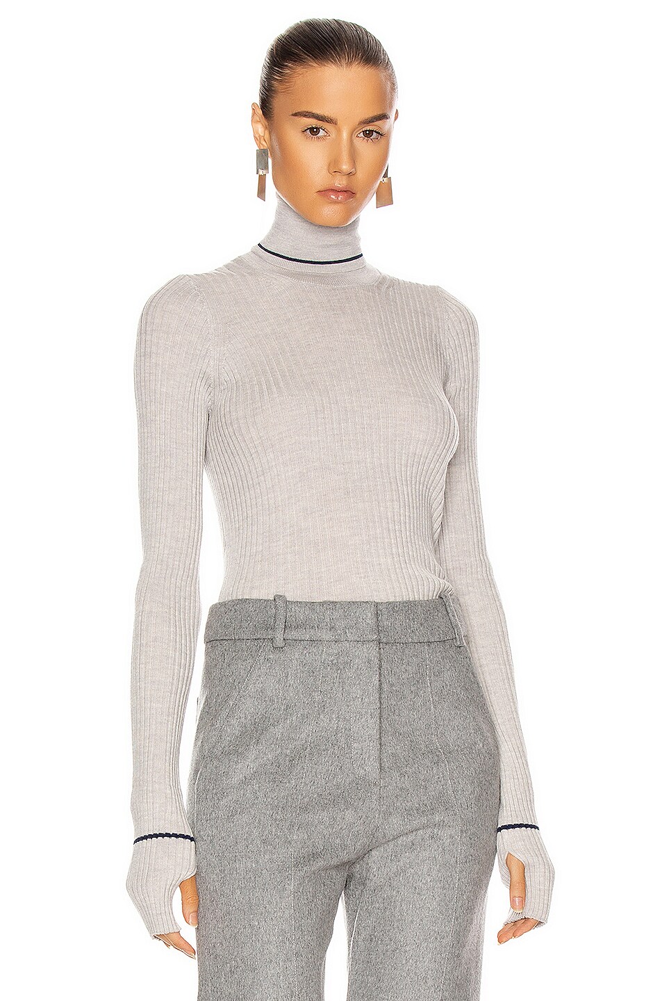 Image 1 of Maison Margiela Tabi Ribbed Sweater in Medium Grey & Blue