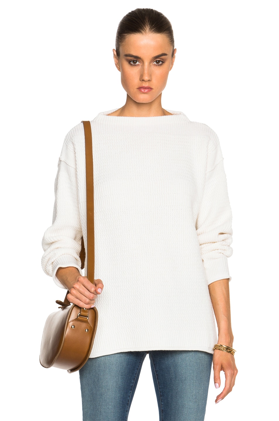Image 1 of Maison Margiela Boxy Cashmere Knit Sweater in Off White