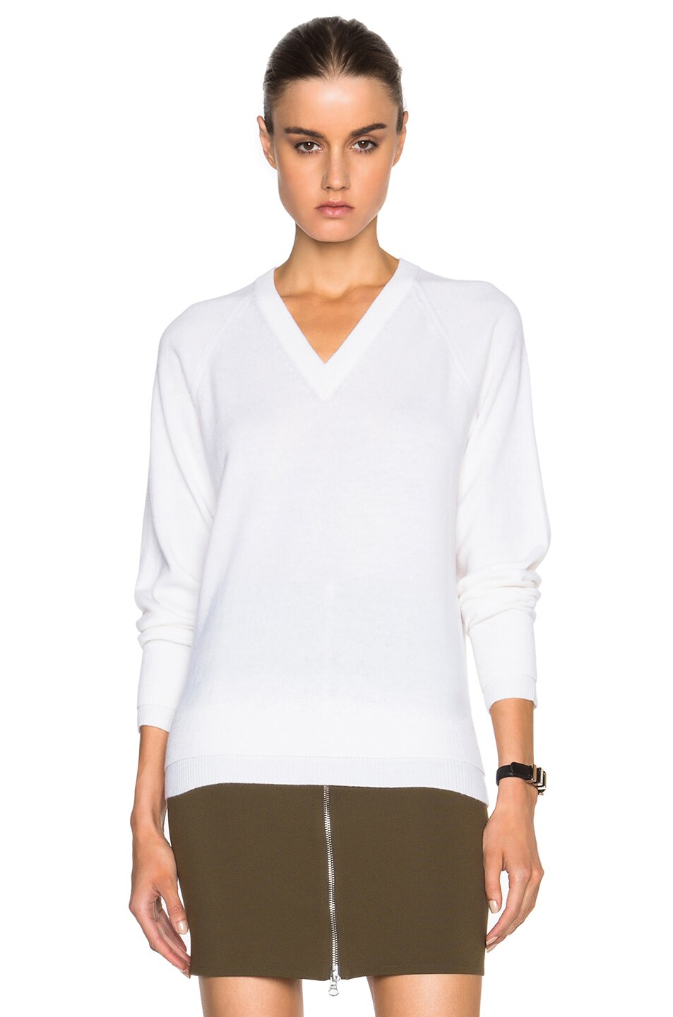 Image 1 of Maison Margiela Knit V Neck Sweater in Off White