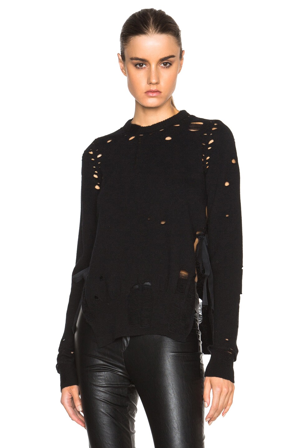Image 1 of Maison Margiela Distressed Knit Sweater in Black