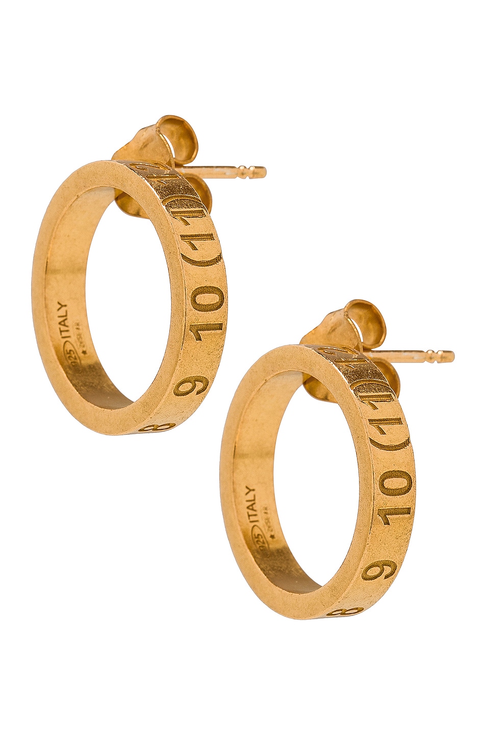 Image 1 of Maison Margiela Number Earrings in Yellow Gold Plating