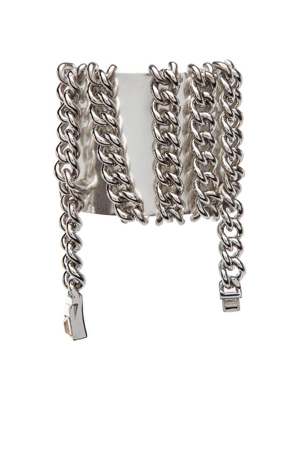 Image 1 of Maison Margiela Brass Cuff Bracelet in Silver & Rhodium