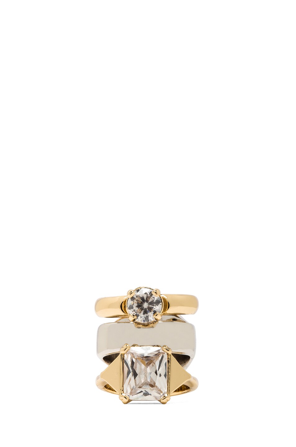 Image 1 of Maison Margiela Triple Stack Brass Ring in Gold & Rhodium