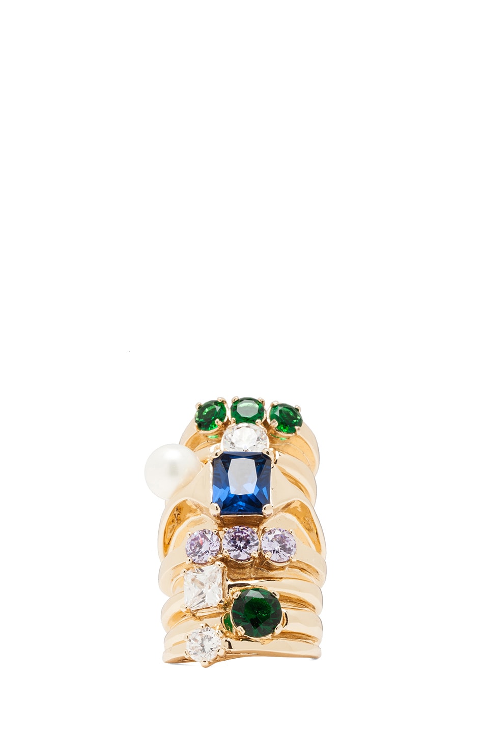 Image 1 of Maison Margiela Multi Stack Ring in Gold & Multicolor