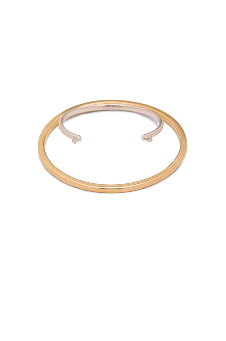 Image 1 of Maison Margiela Stacked Double Bracelet in Gold & Bright Silver