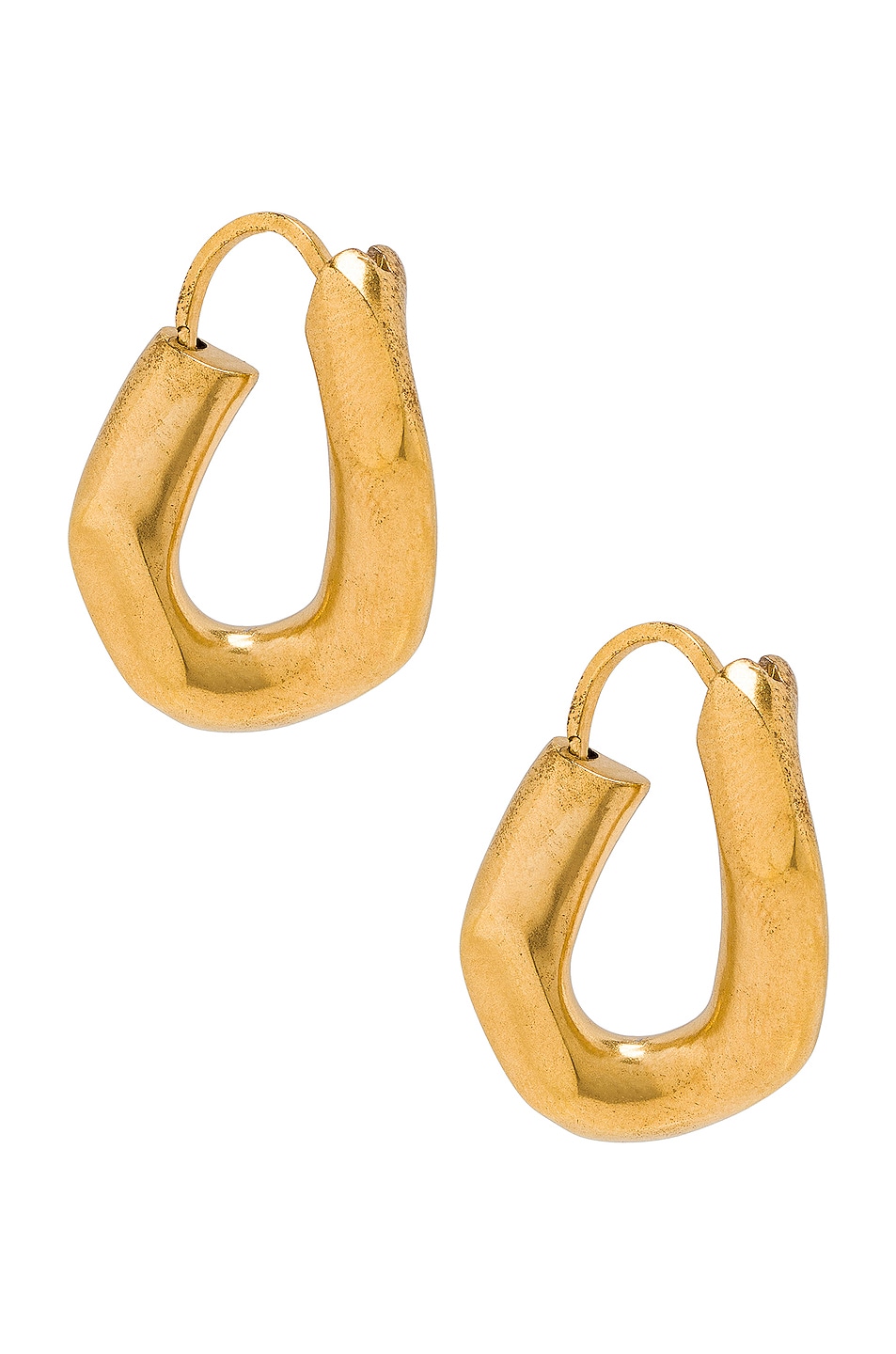Image 1 of Maison Margiela Curved Earrings in Yellow Gold Plating