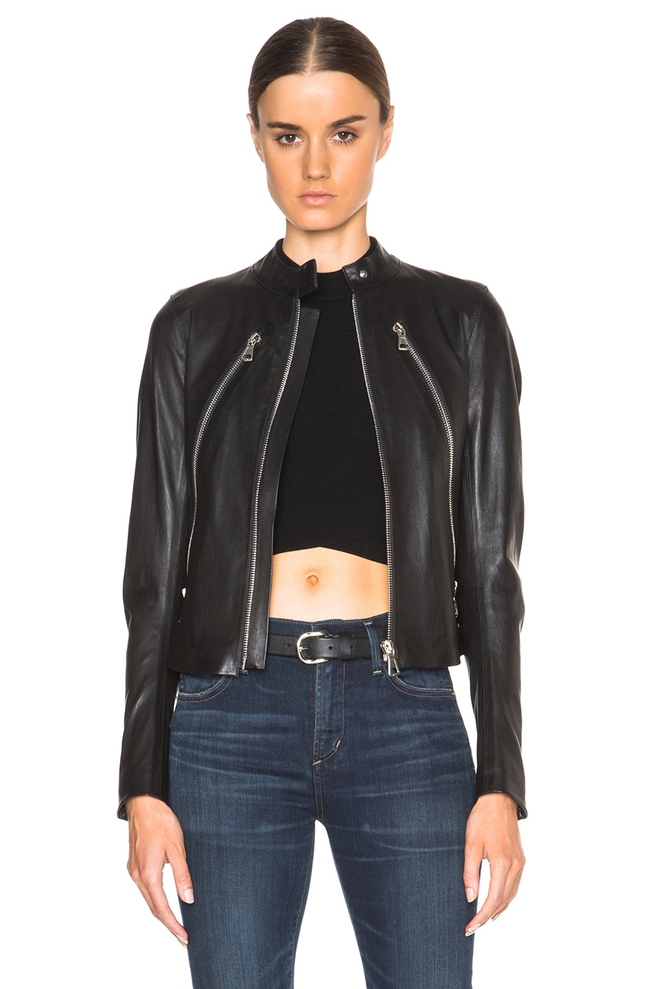 Maison Margiela Stretch Leather Jacket in Black | FWRD