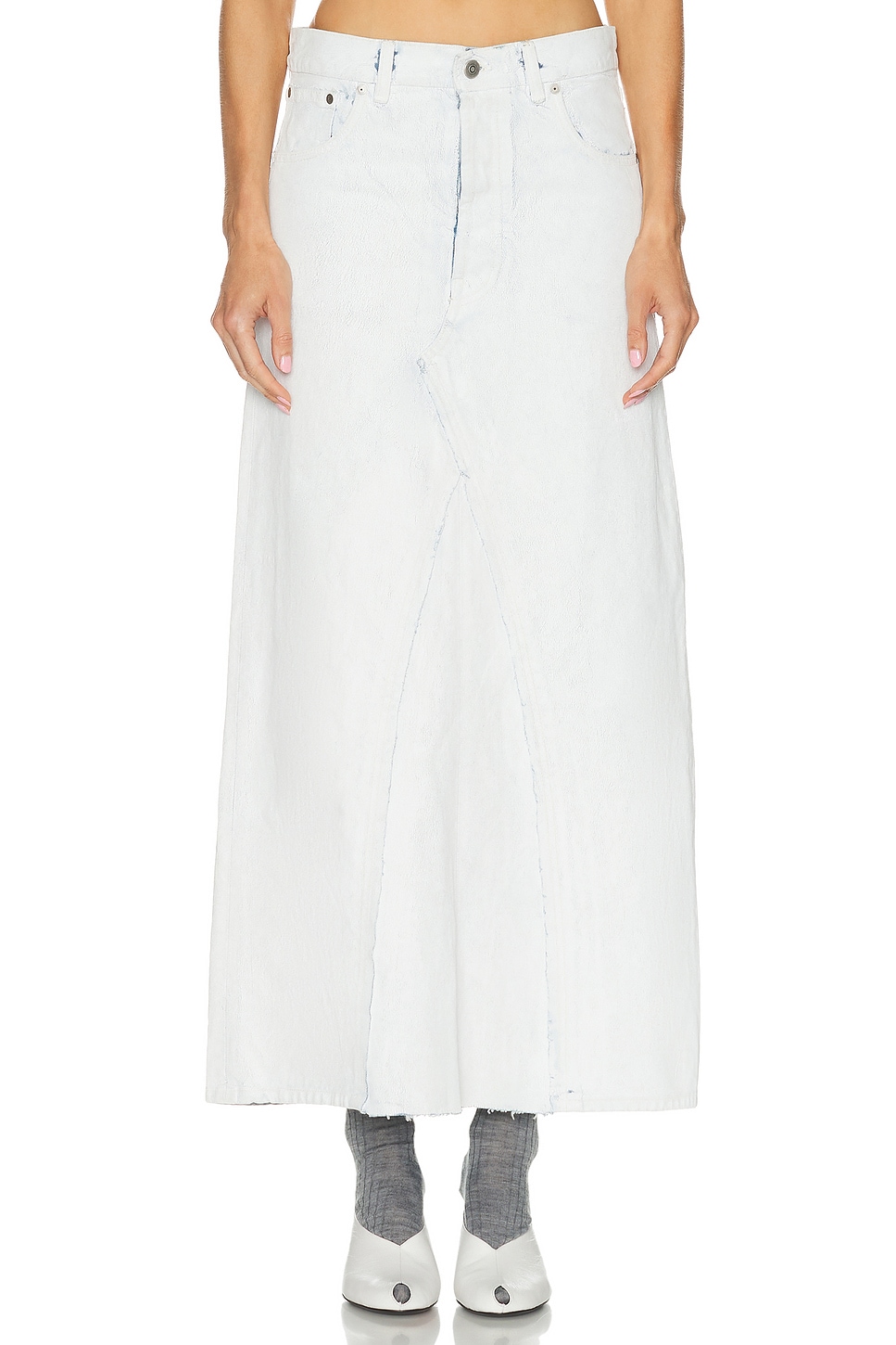 Image 1 of Maison Margiela Denim Skirt in White Paint