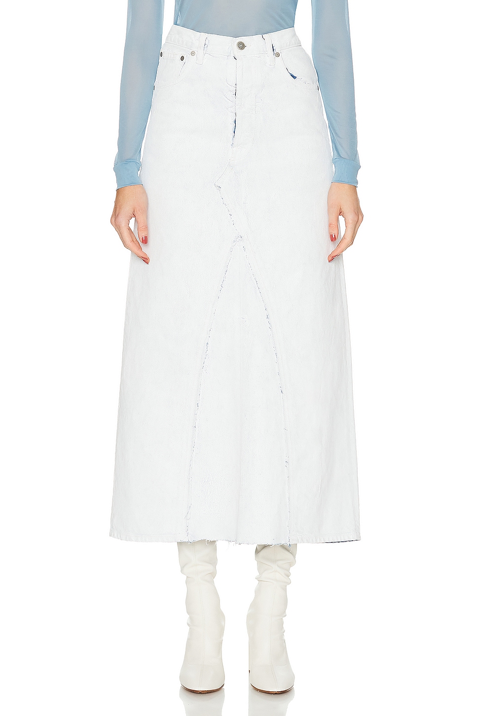 Image 1 of Maison Margiela Origin Denim Skirt in White Paint