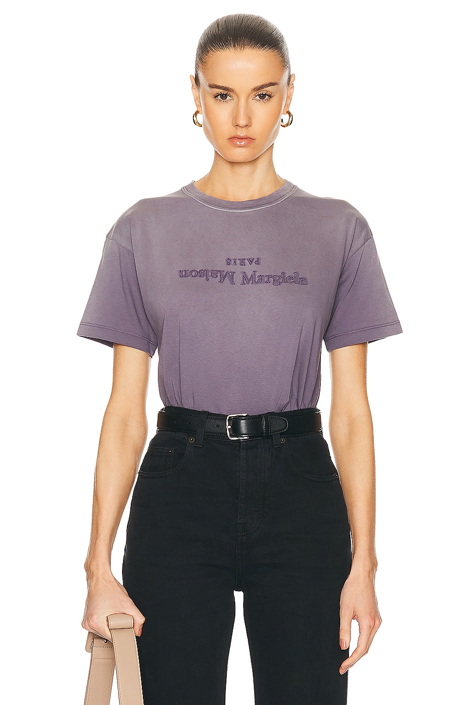 Image 1 of Maison Margiela Upside Down Logo T Shirt in Aubergine