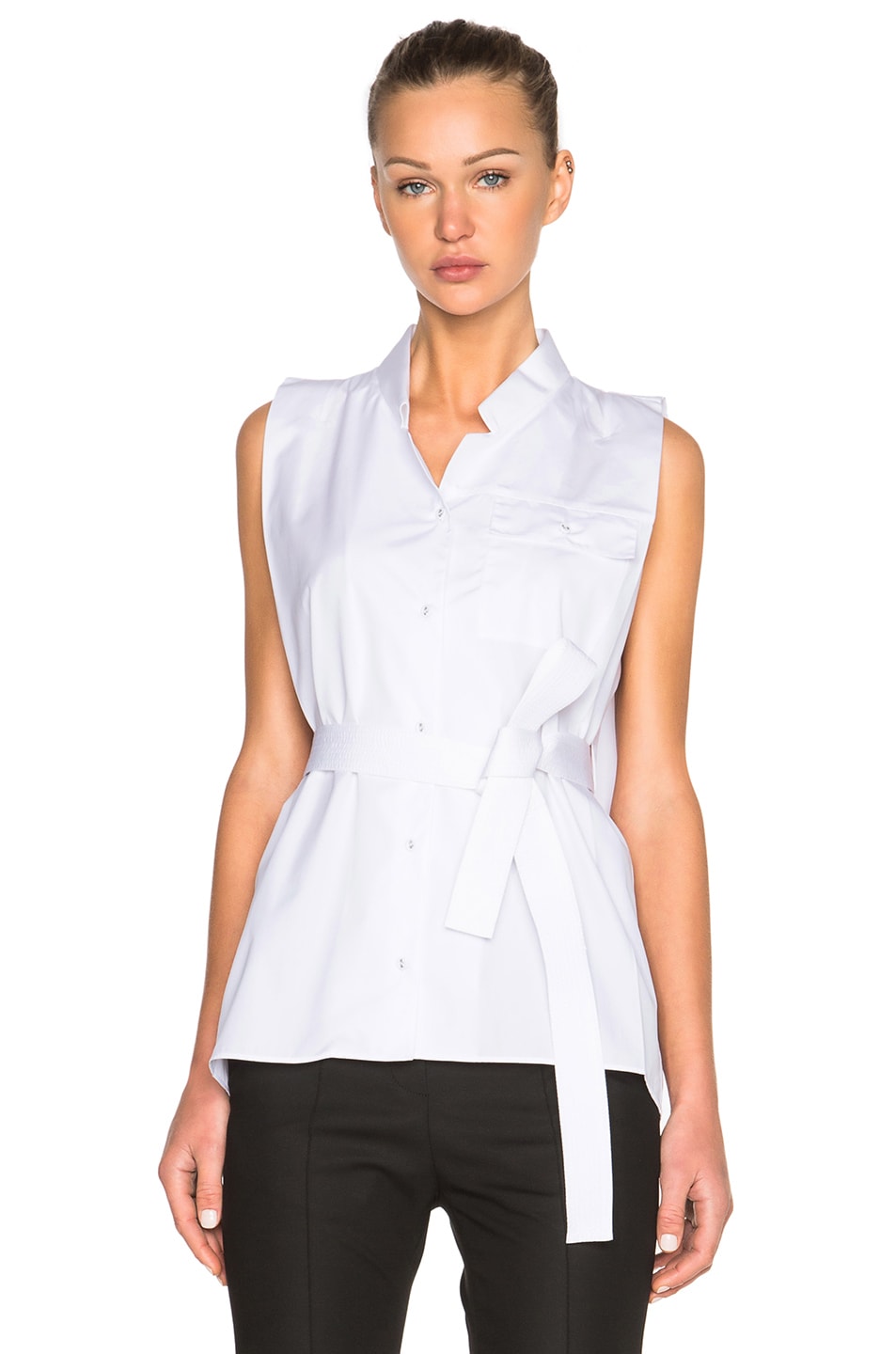 Image 1 of Maison Margiela Popeline Belted Top in Optic White