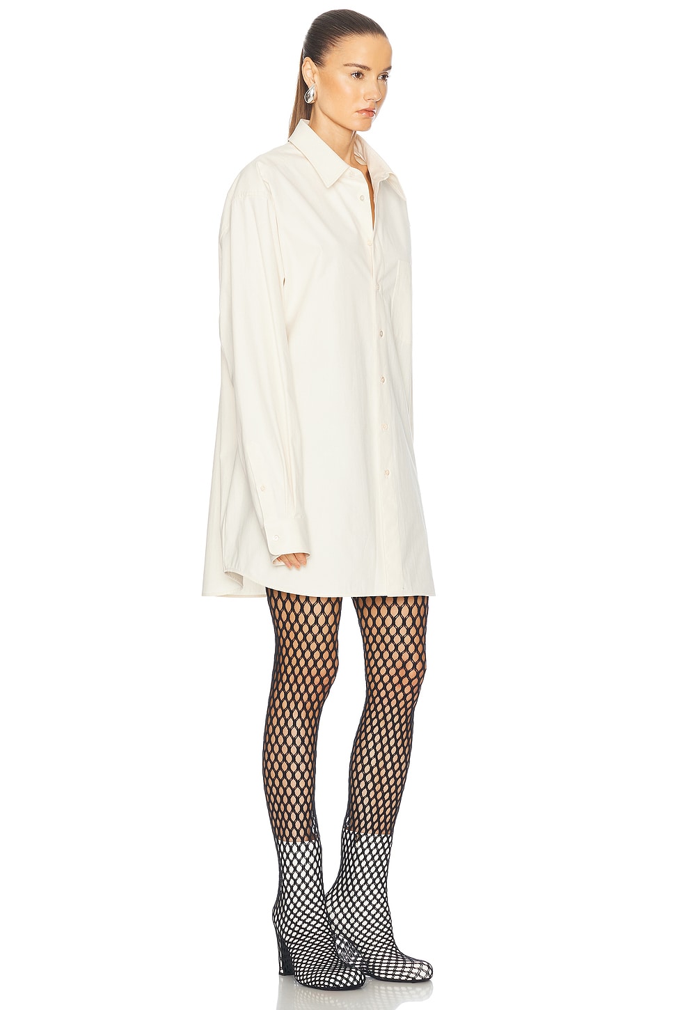 Maison Margiela Long Sleeve Button Up Top In Off White