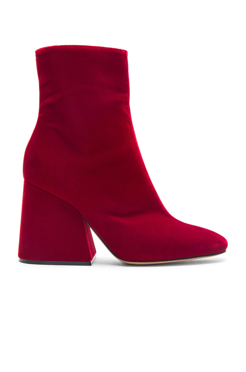 Image 1 of Maison Margiela Velvet Block Heel Boots in Velvet Red
