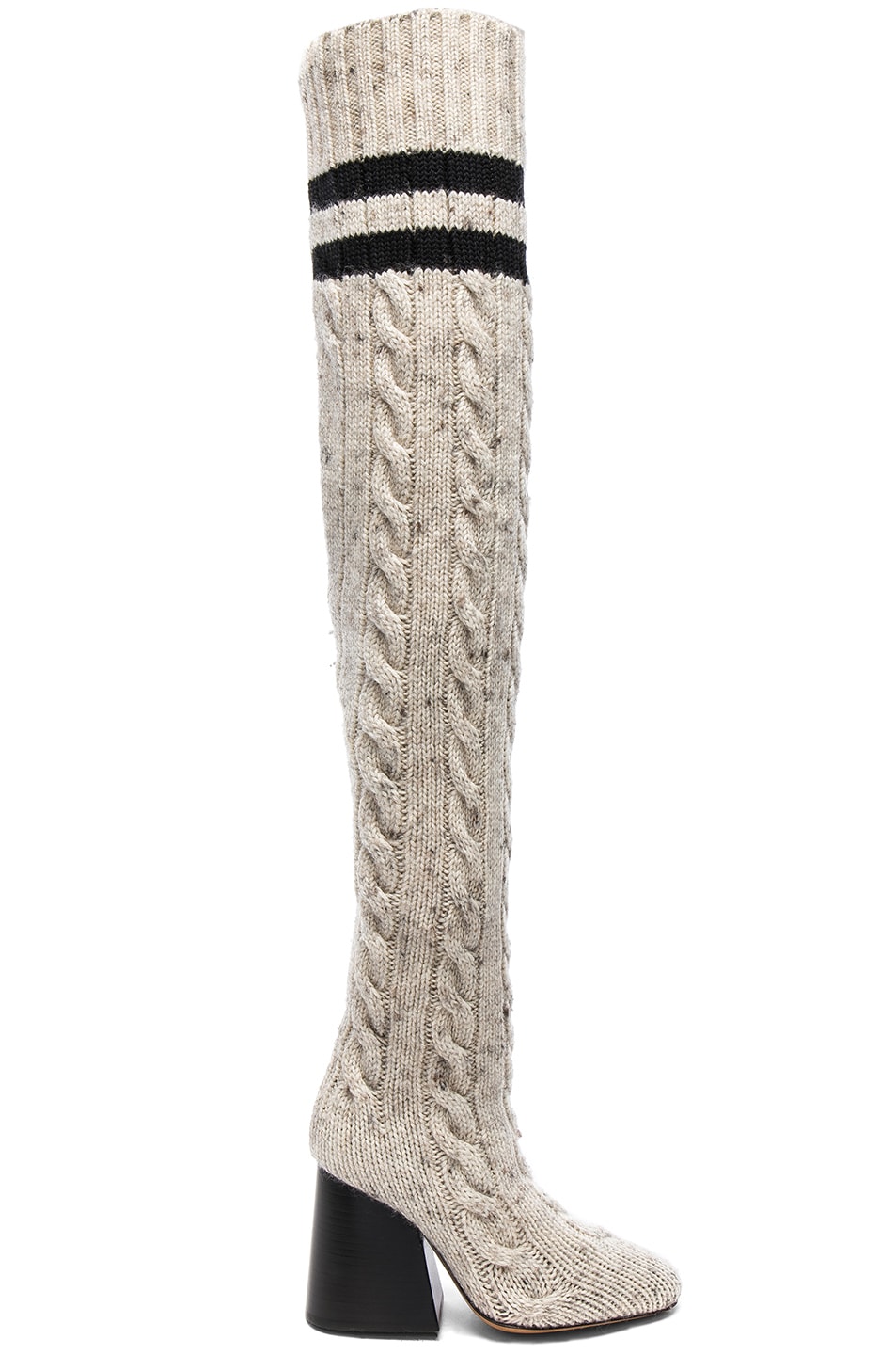 Image 1 of Maison Margiela Knit Knee High Boots in Beige Melange