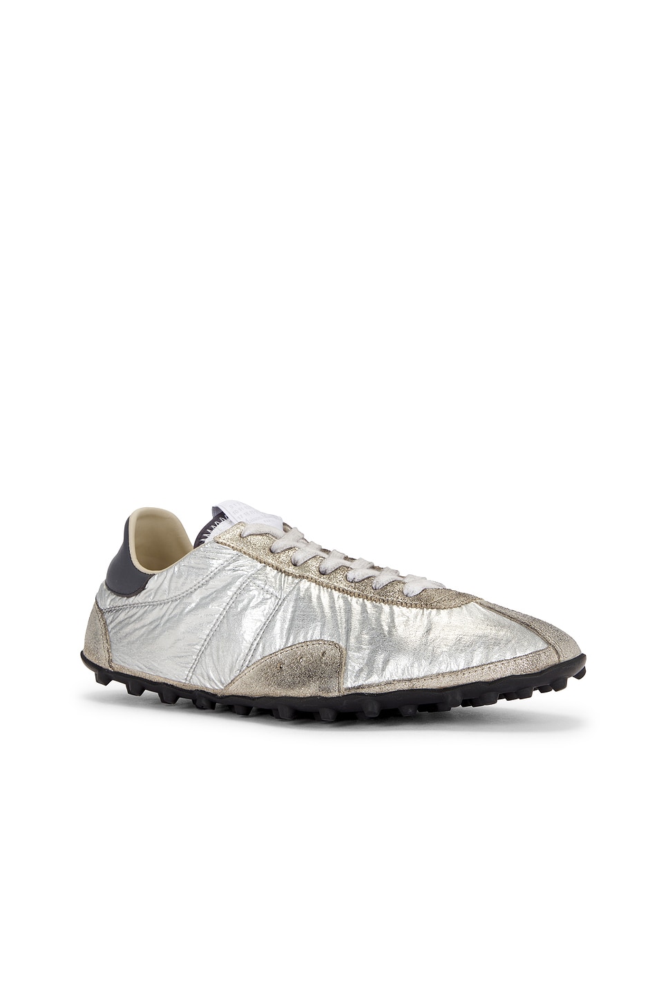 Maison Margiela Metallic Silver Sneakers With Crinkled Texture In Multi