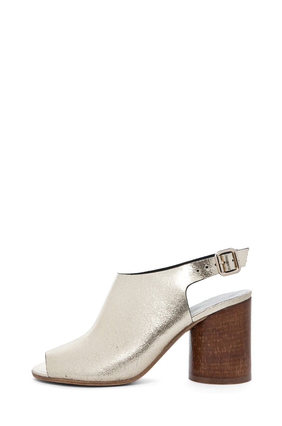 Image 1 of Maison Margiela Leather Open Toe Bootie in Platinum & Brown