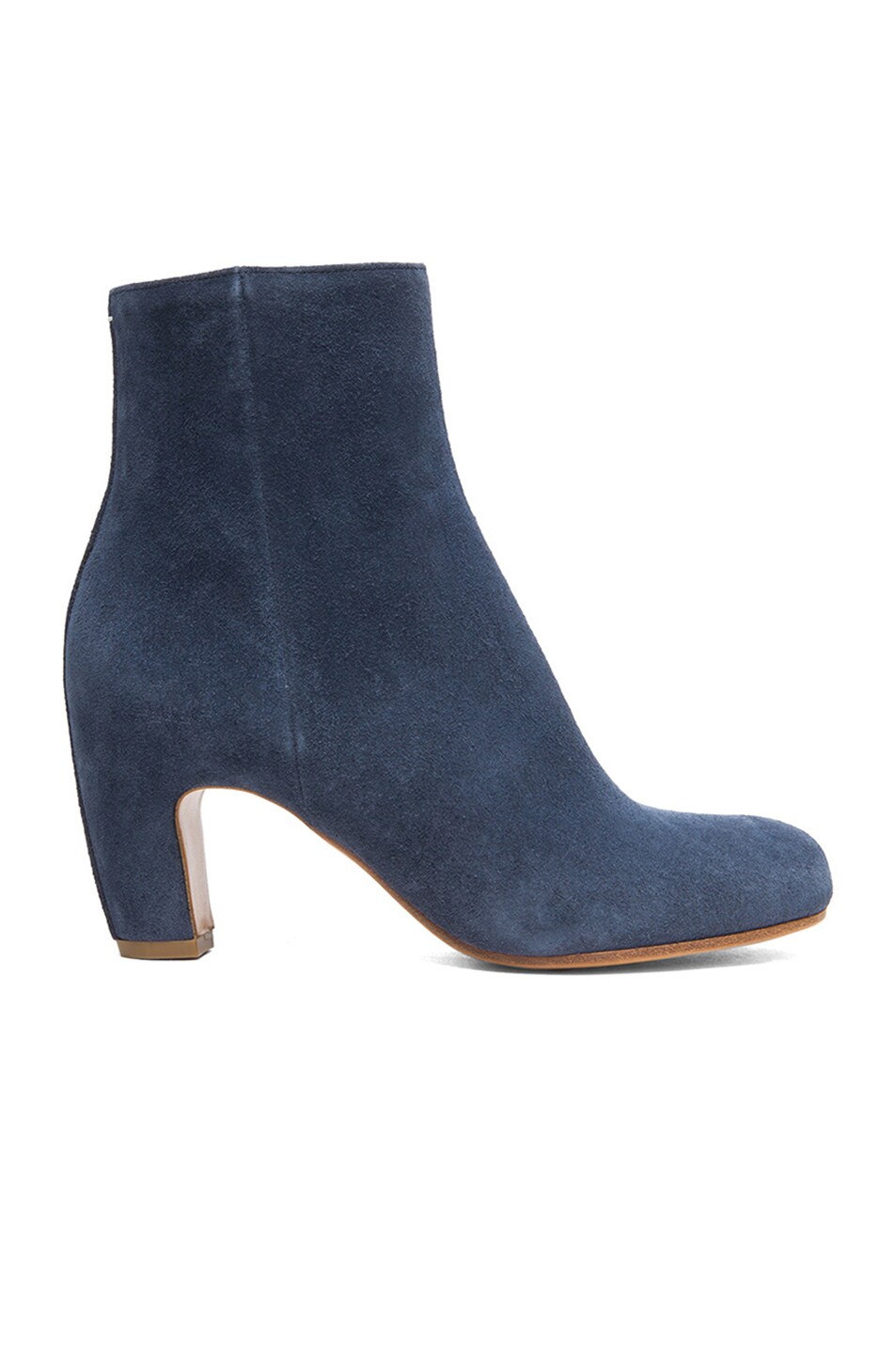 Image 1 of Maison Margiela Curved Heel Suede Boots in Navy