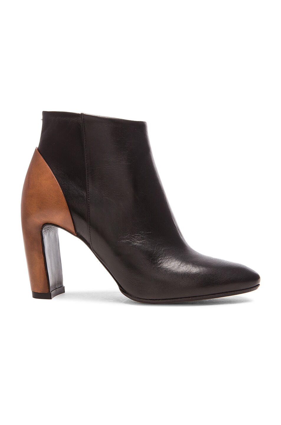 Image 1 of Maison Margiela Leather Ankle Booties in Black & Tabacco