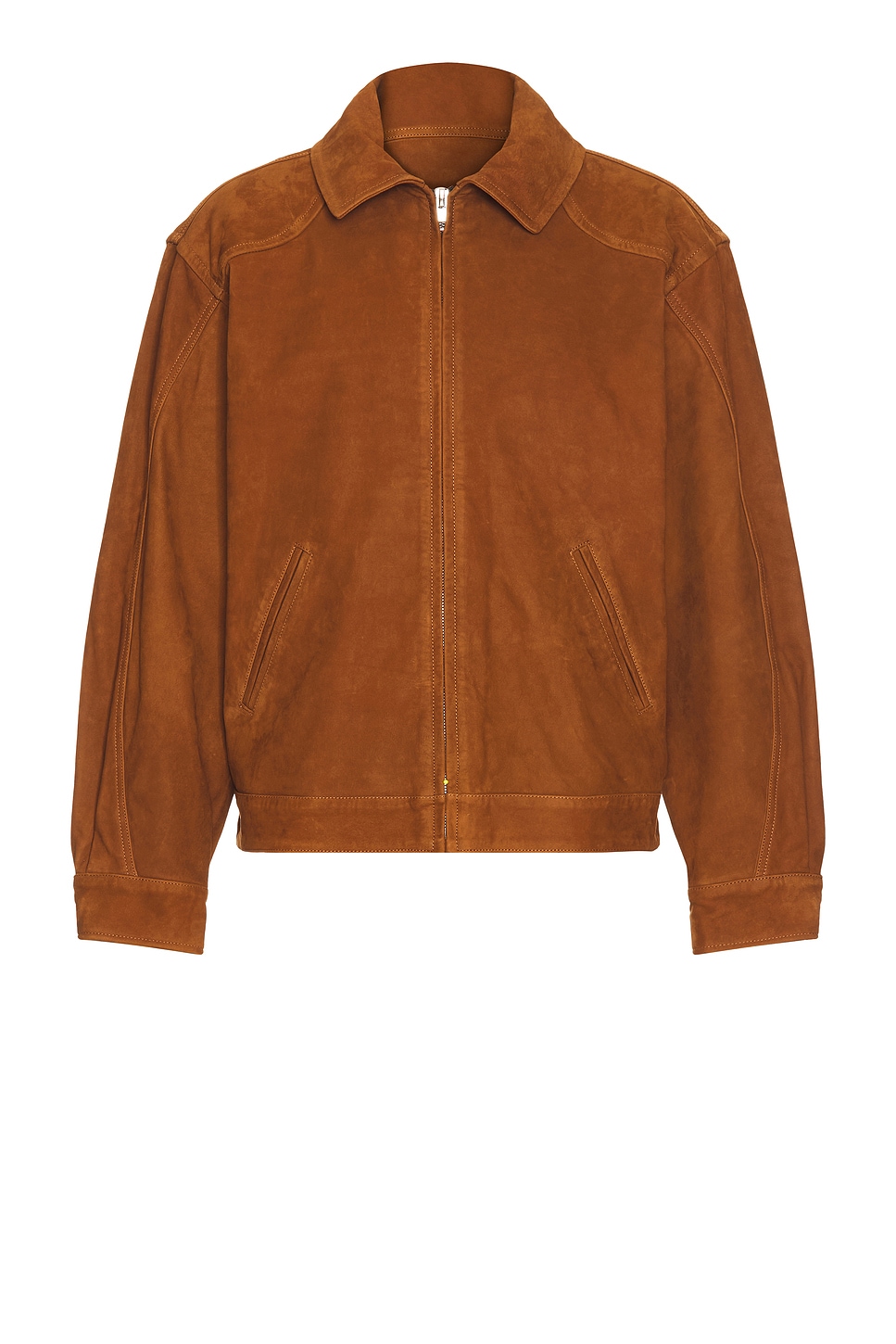 Image 1 of Mimchik Suede Tall Boy Jacket in Cognac