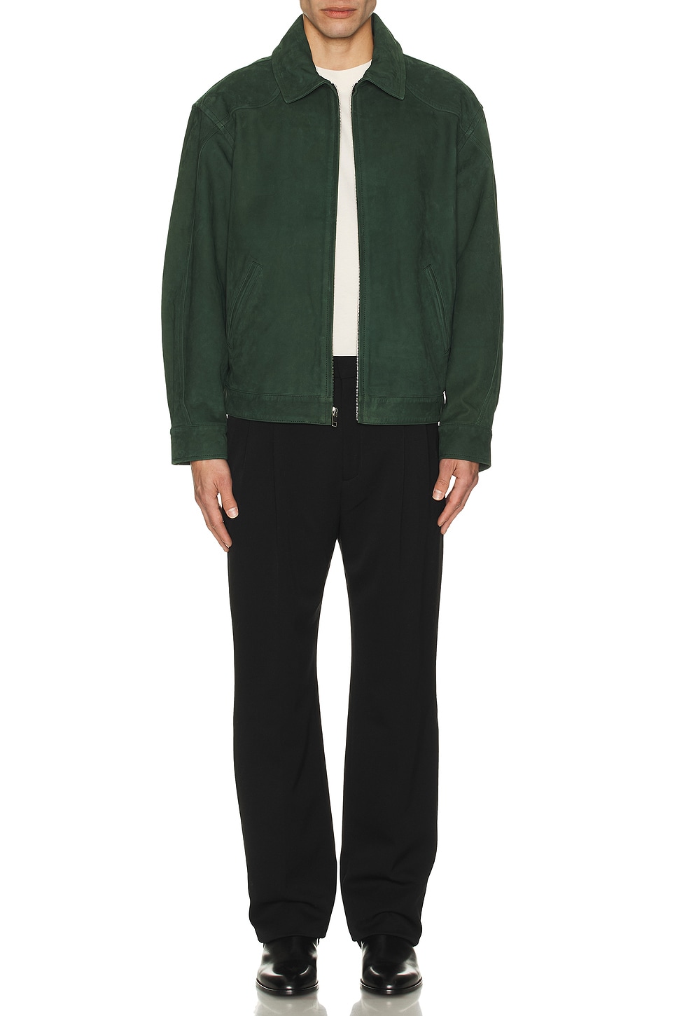 Image 1 of Mimchik Suede Tall Boy Jacket in Green in Forest Green