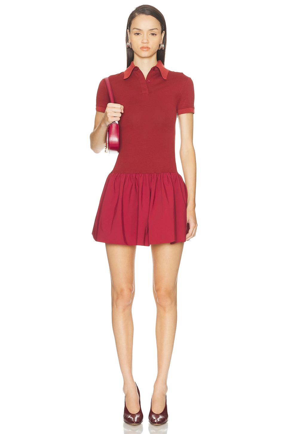 for FWRD Polo Bubble Dress in Brick