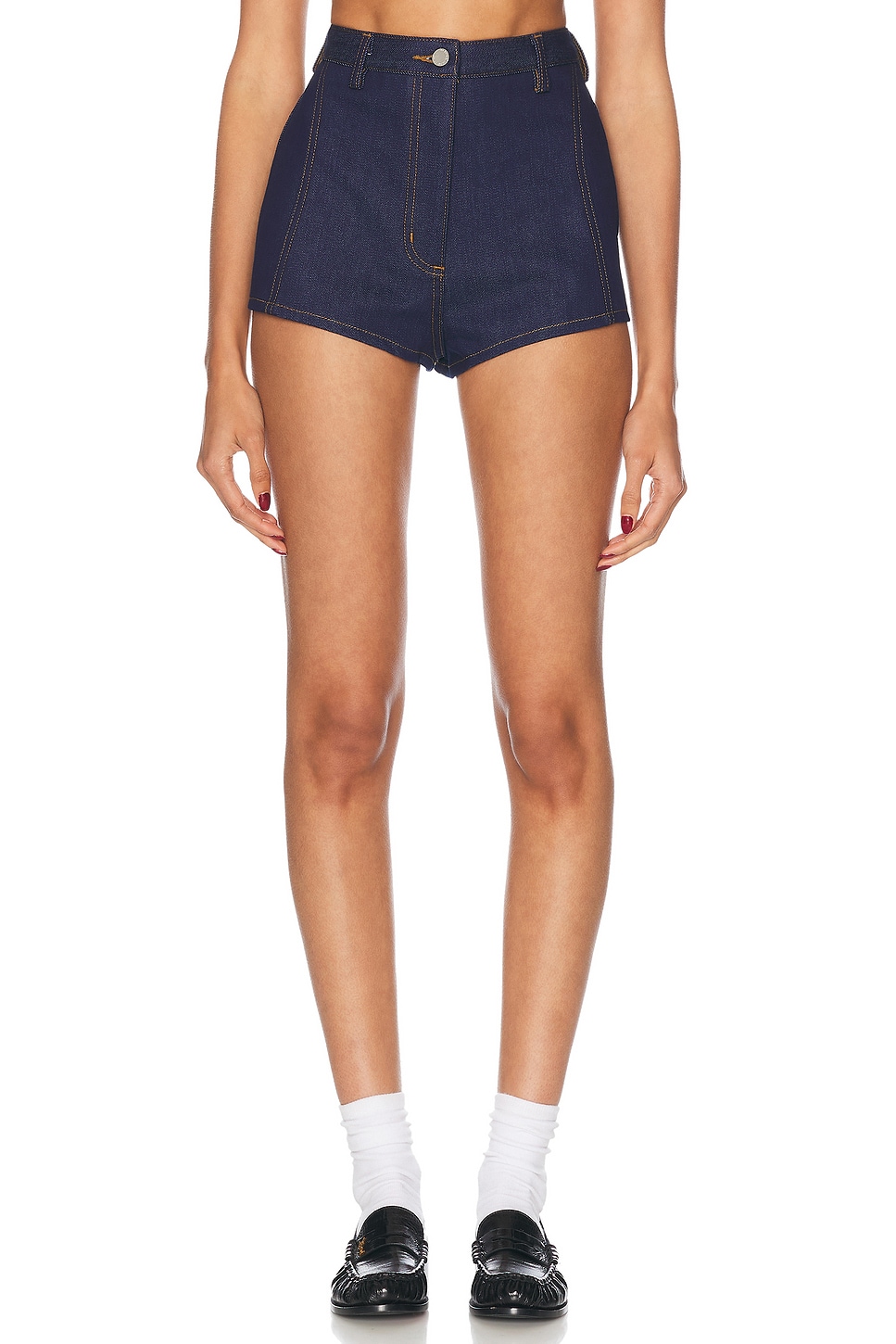 Tap Short in Denim-Dark