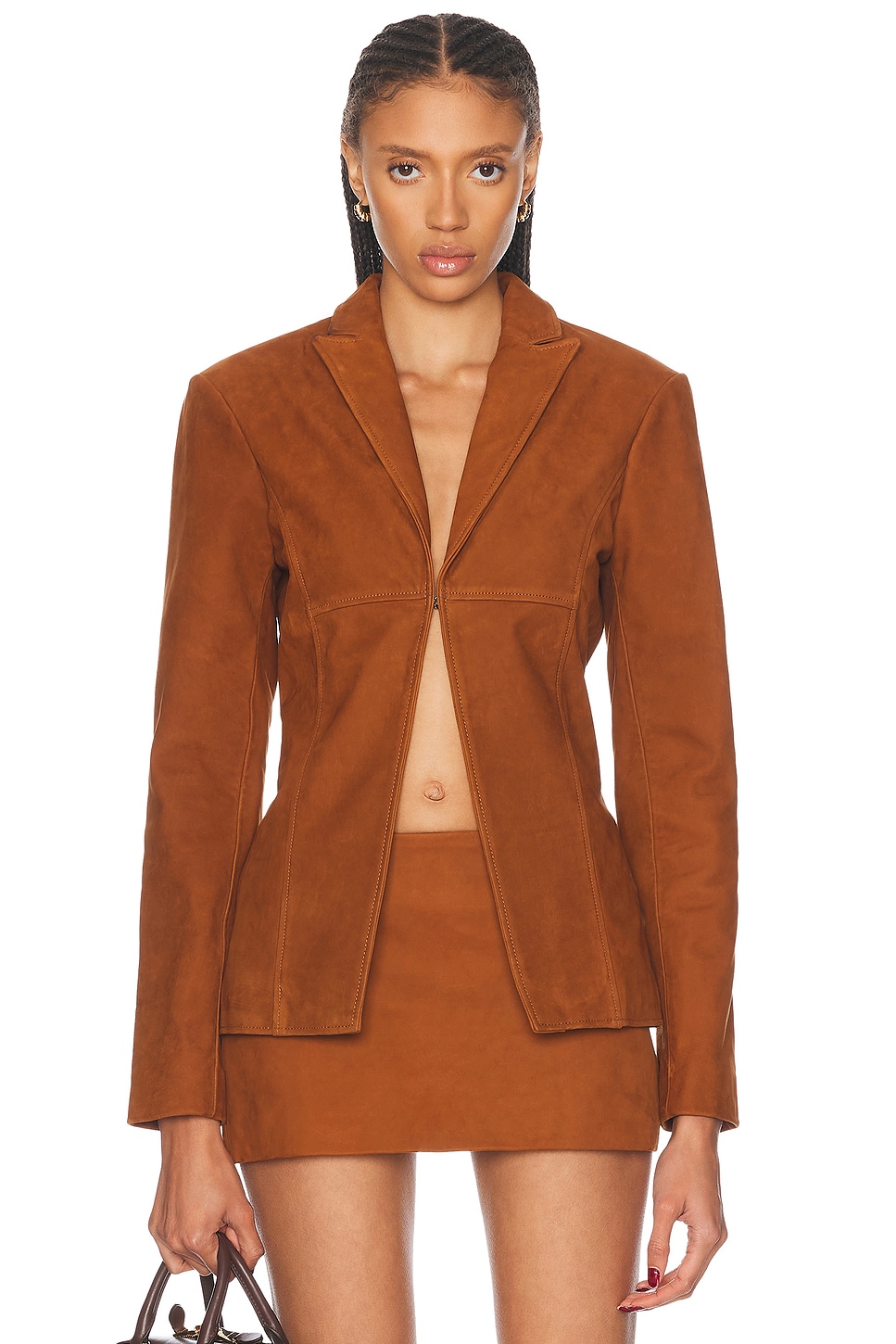 Mimchik Pinched Blazer In Cognac