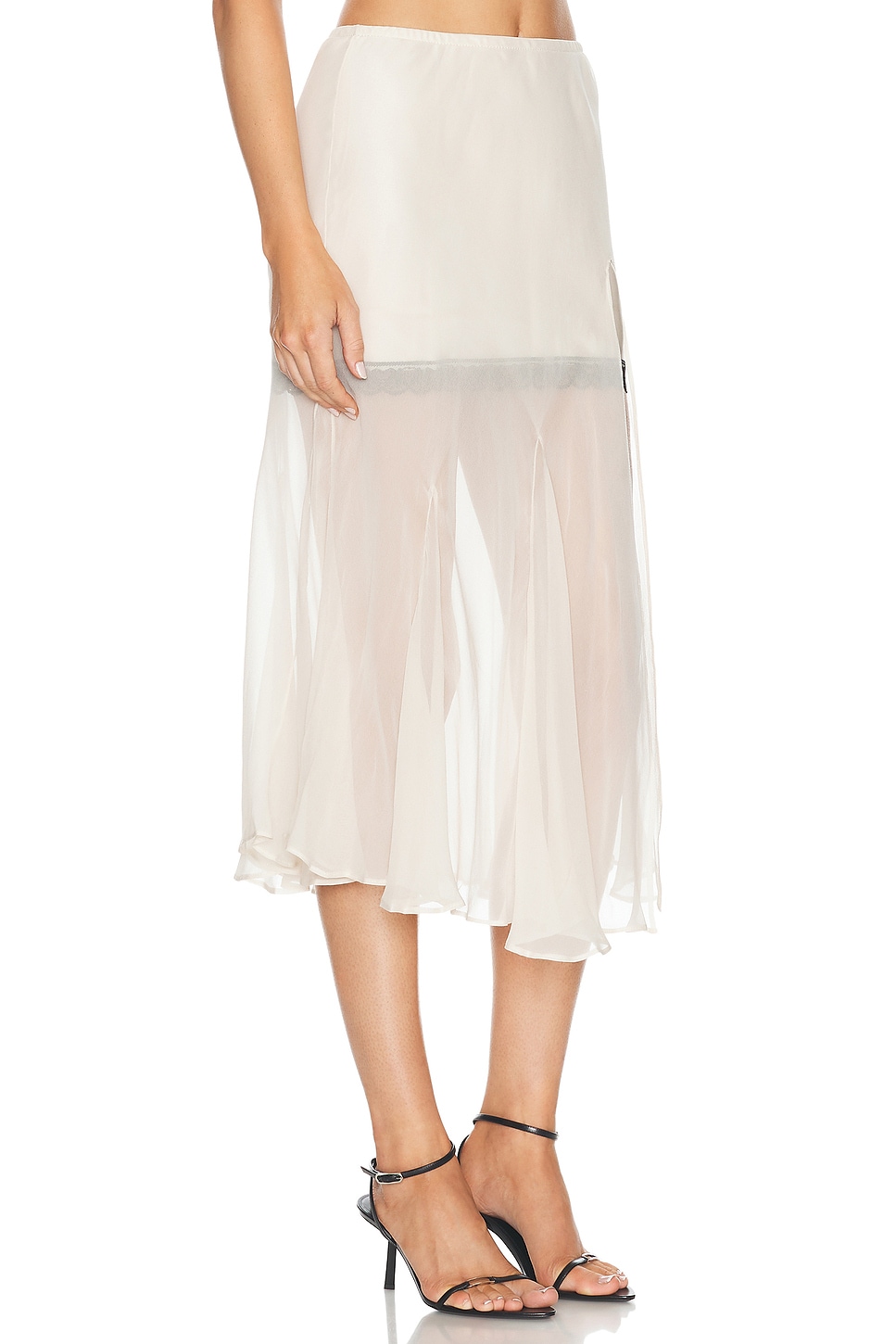 Shop Mimchik Sheer Gusset Skirt In Cream