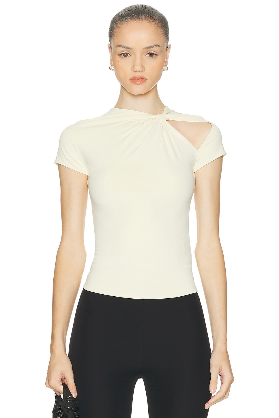 Mimchik Knotted Cut Out Top In Yellow
