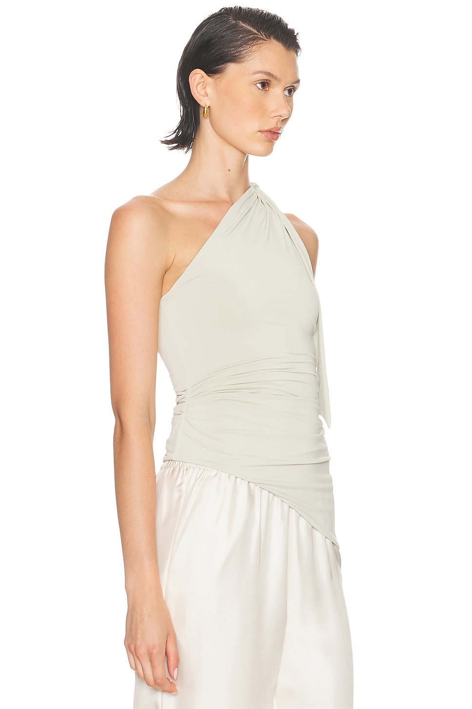 Mimchik One Shoulder Tie Top In Green