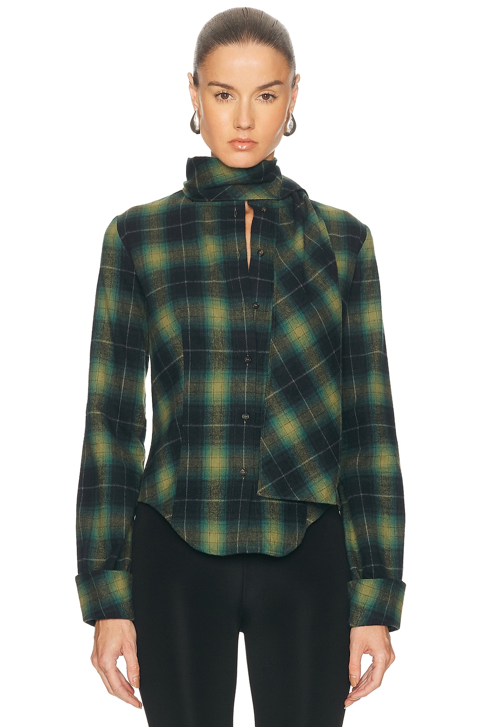 Image 1 of Mimchik Iris Scarf Shirt in Green