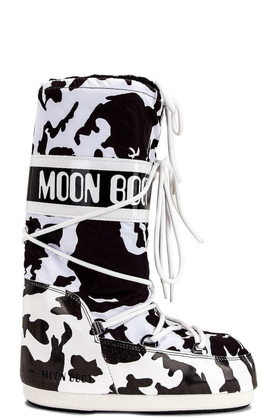 Image 1 of MOON BOOT Lab 69 Icon Cow Printed Boot in White & Black