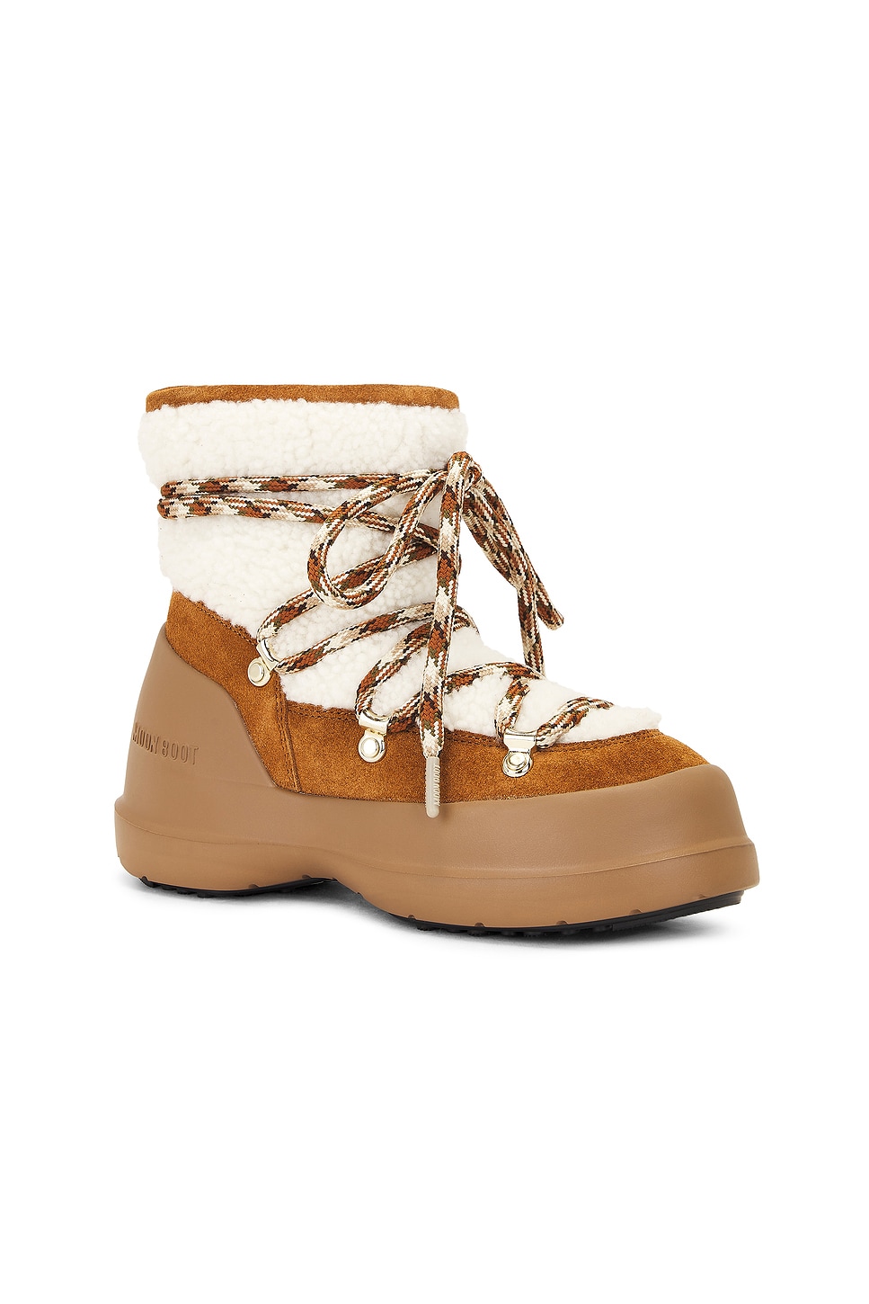 Shop Moon Boot Luna Shearling Boot In Whiskey & Off White