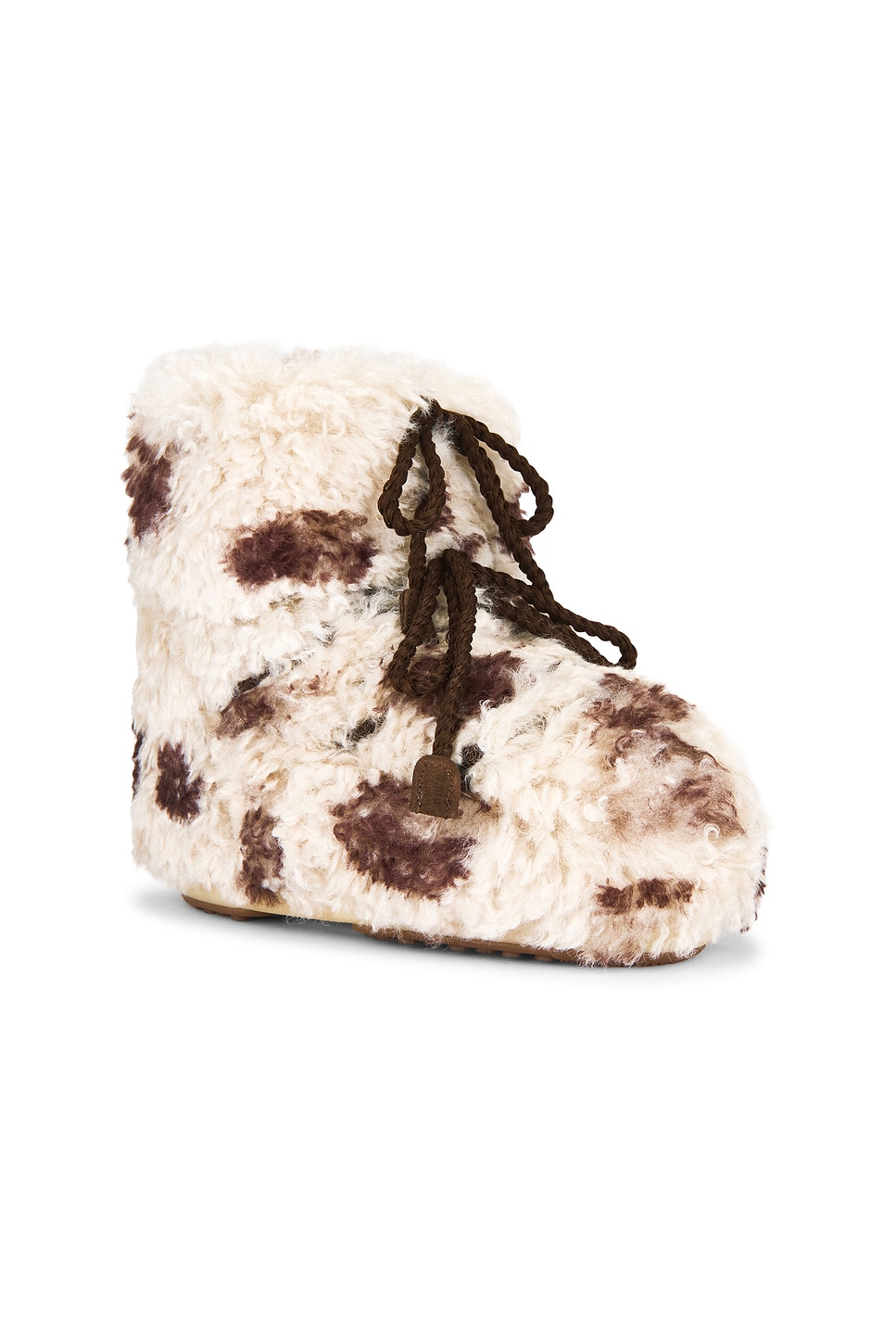 Moon Boot Icon Low Cow Print Curly Boots In White