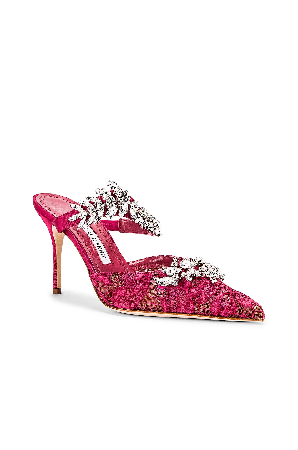 Manolo Blahnik Lurum 90 Mule in Raspberry | FWRD