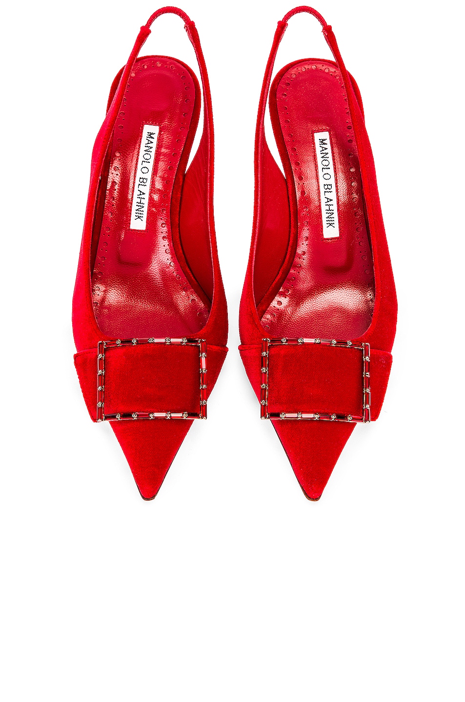 Image 1 of Manolo Blahnik Dolores 50 Velvet Heel in Dark Red