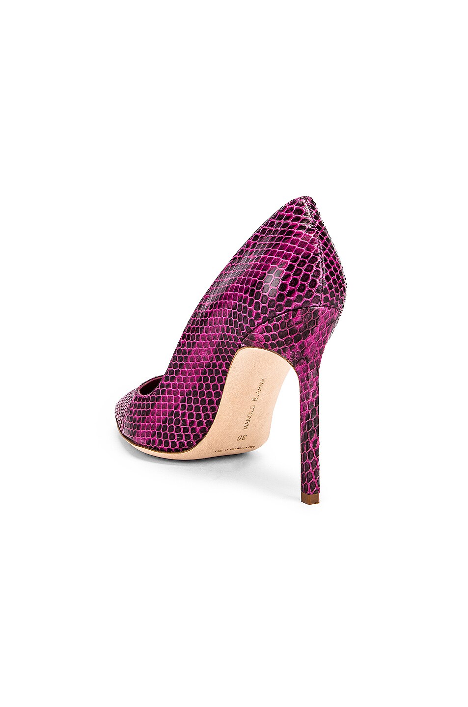 Manolo Blahnik BB 105 Pump in Hot Pink & Black Snake | FWRD