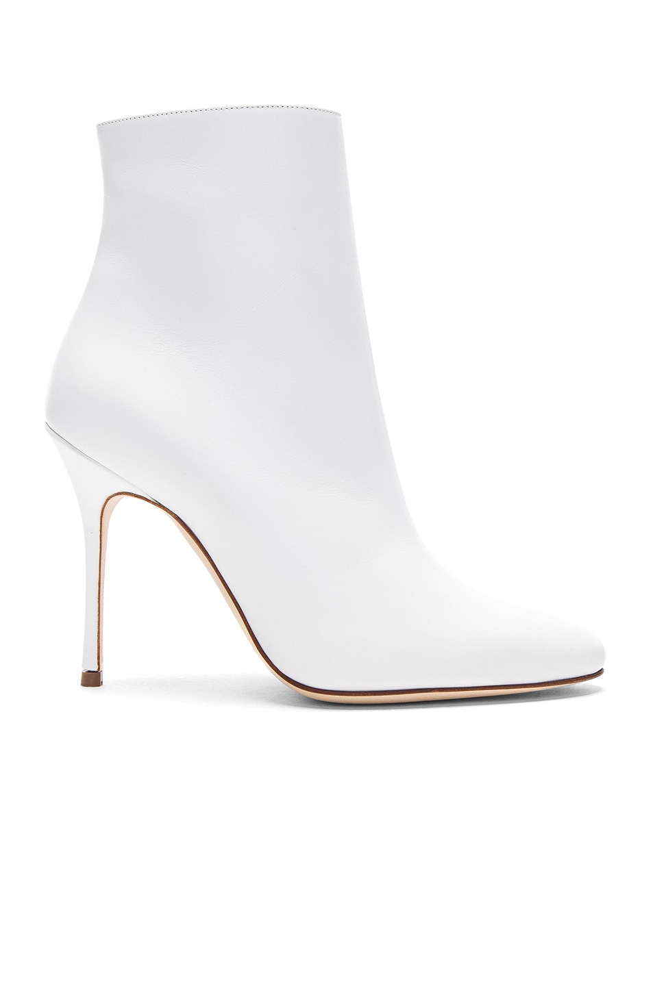 Image 1 of Manolo Blahnik Leather Insopo 105 Booties in White