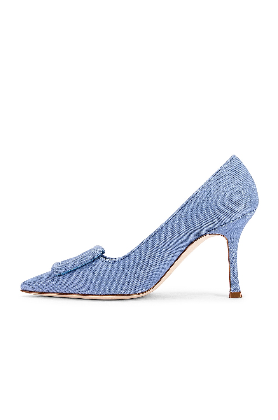 Manolo Blahnik Maysale 90 Pump in Light Blue Jean | FWRD