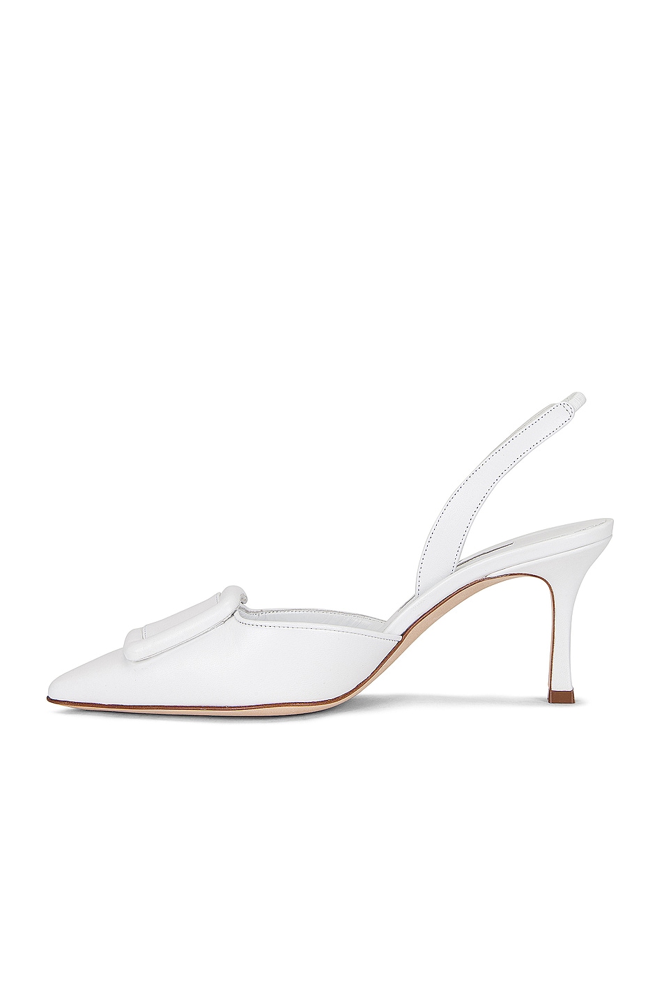 Manolo Blahnik Maysli 70 Nappa Slingback in White | FWRD